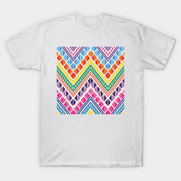 Colorful Embroidery Pattern T-Shirt by Akbaly